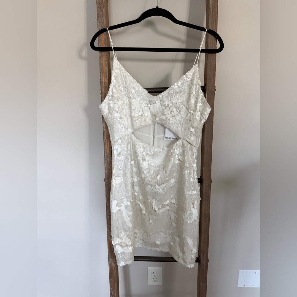 NWT - Walker Baker White Sequin Mini Dress